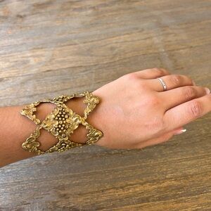 Virgin Saints and Angel Archangel Cuff Gold with Citrine Gems